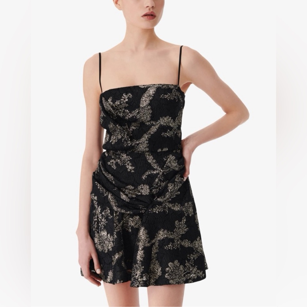 IRO Thalia Draped metallic print mini dress